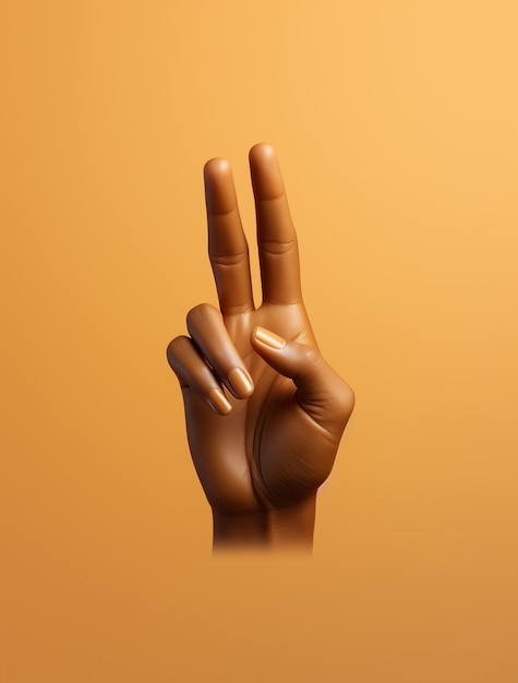 Rappresentazione 3d della mano che mostra pace
