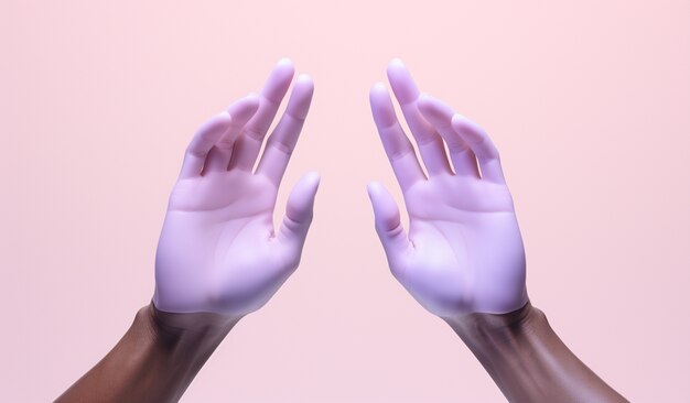 Rappresentazione 3d delle mani in su