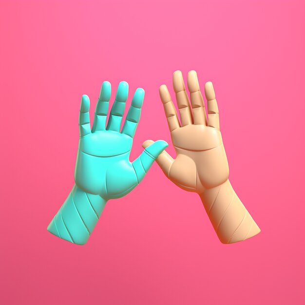 Rappresentazione 3d delle mani in su