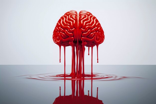 Rappresentazione del cervello umano con effetto gocciolamento liquido