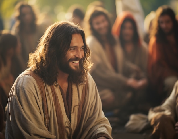 Rappresentazione di Gesù dalla religione cristiana con altre persone