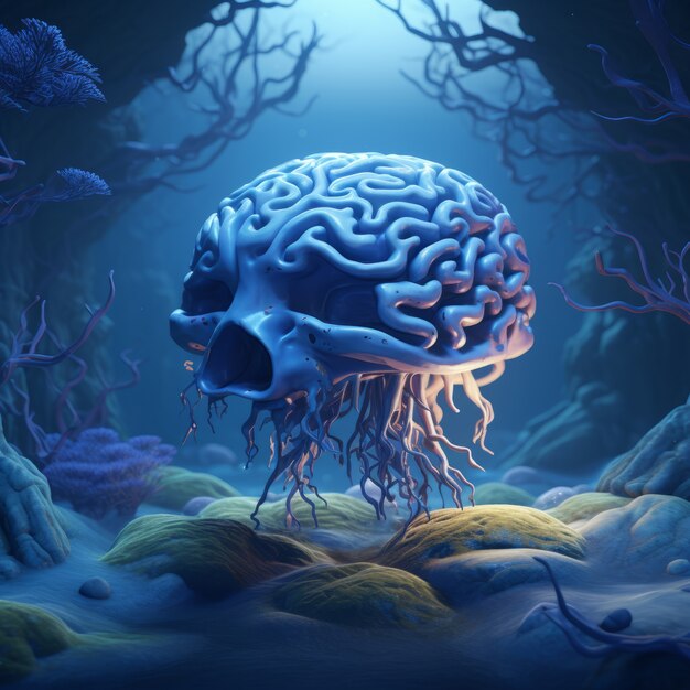 Rappresentazione fantastica colorata del cervello