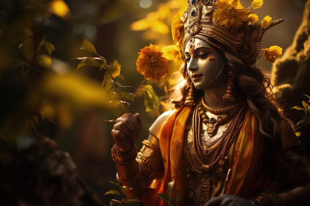 Rappresentazione fotorealista della divinità Krishna