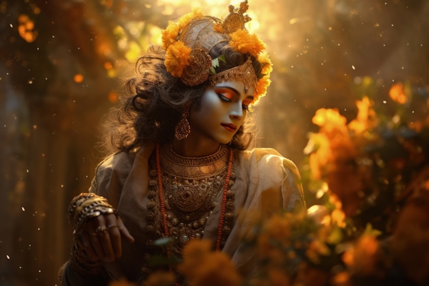 Rappresentazione fotorealista della divinità Krishna