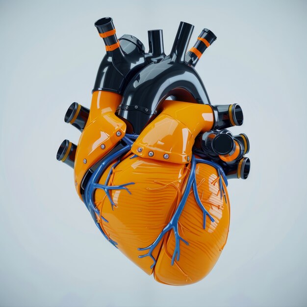 Rappresentazione futuristica del cuore umano robotico