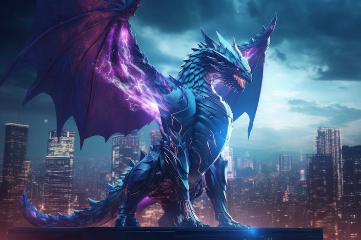 Foto gratuito rappresentazione futuristica della creatura drago
