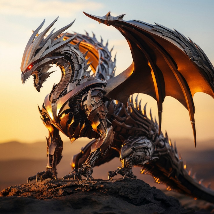 Foto gratuito rappresentazione futuristica della creatura drago