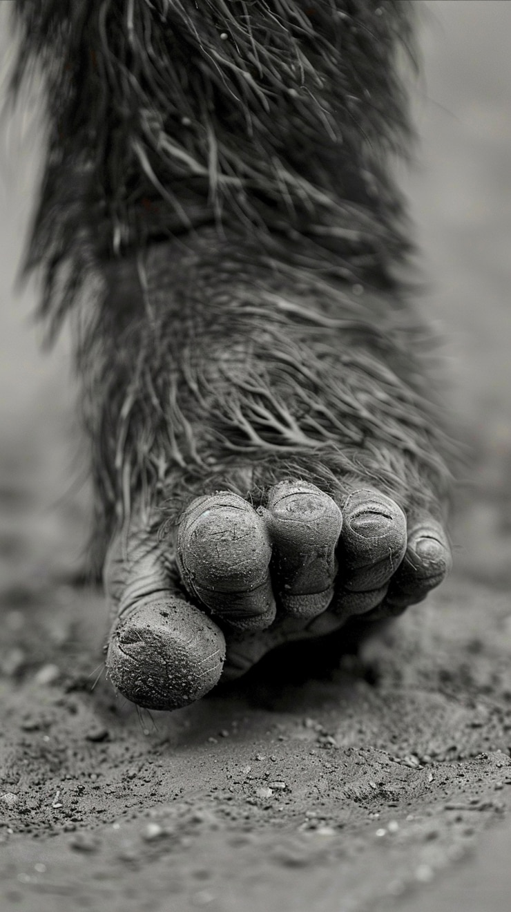 Foto gratuito rappresentazione monocromatica di bestia pelosa o sasquatch
