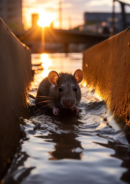 Rato in un sistema fognario cittadino