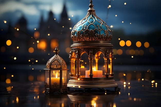render lanterna sfondo del nuovo anno islamico