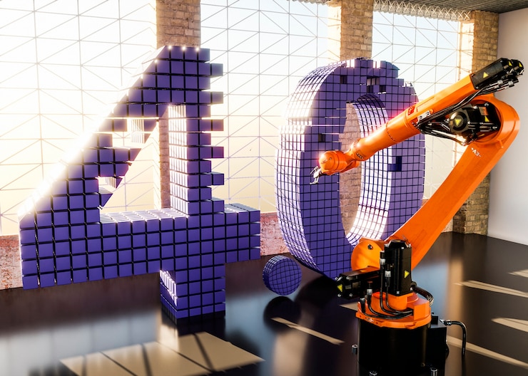 Foto gratuito rendering 3d del concetto di industria 40
