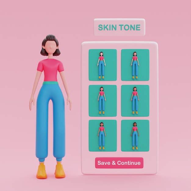 Rendering 3D del design avatar online