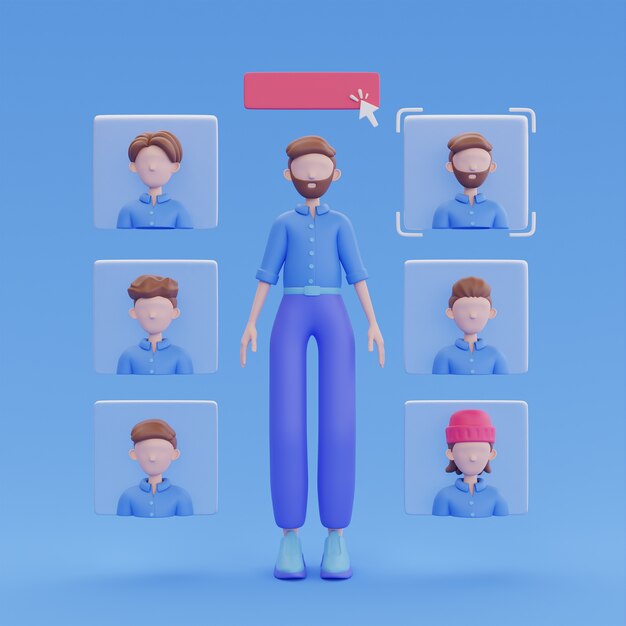 Rendering 3D del design dell'avatar online
