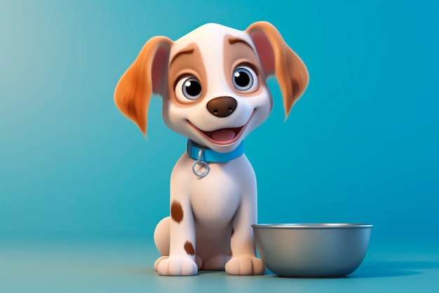 Rendering 3D del ritratto di un cane dei cartoni animati