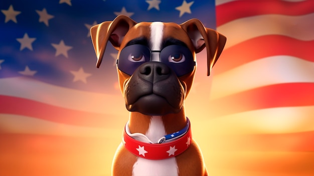 Rendering 3D del ritratto di un cane dei cartoni animati