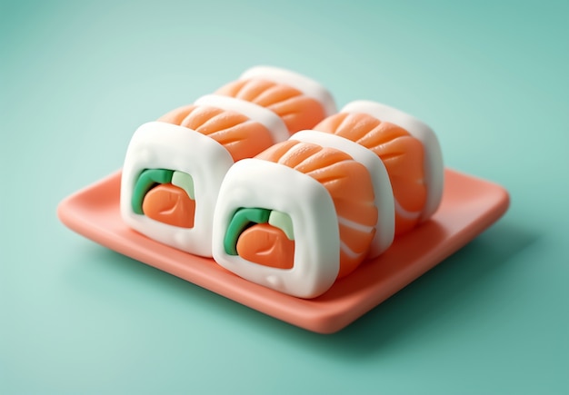 Rendering 3D del sushi