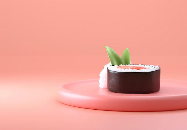 Rendering 3D del sushi