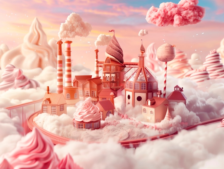 Foto gratuito rendering 3d della fabbrica di cioccolato