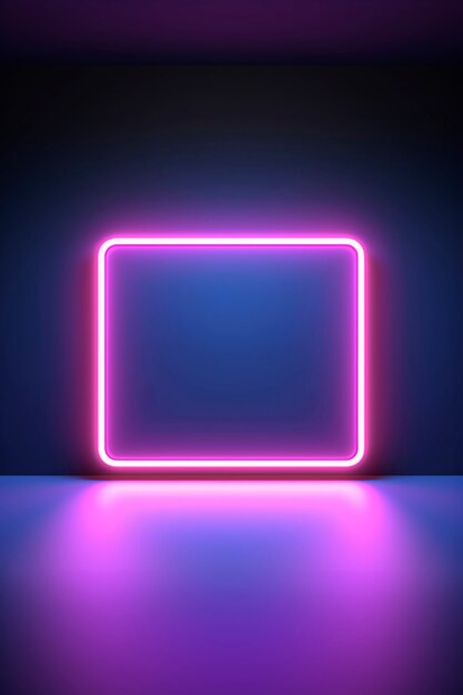 Rendering 3D della forma quadrata al neon