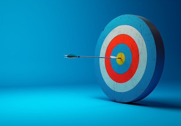 Rendering 3D della freccia che colpisce il bersaglio