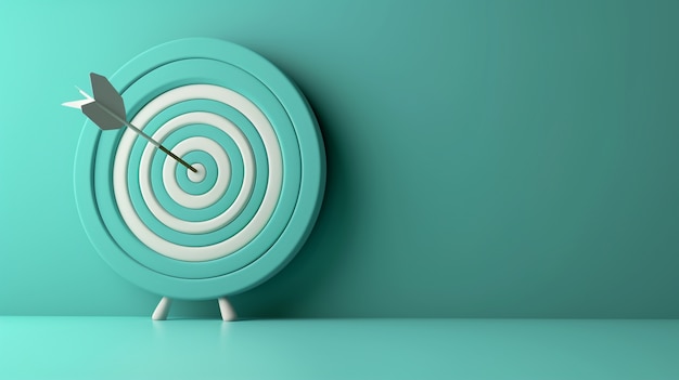 Rendering 3D della freccia che colpisce il bersaglio