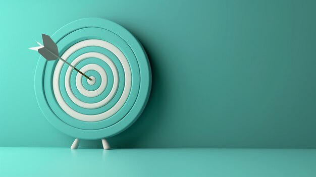 Rendering 3D della freccia che colpisce il bersaglio