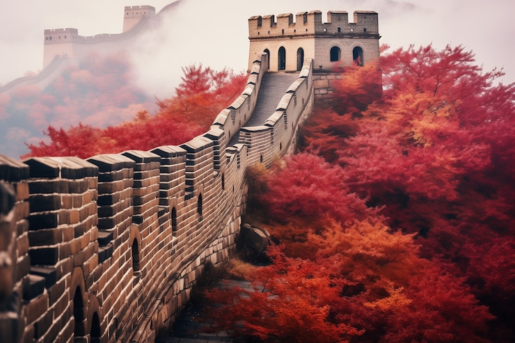 Foto gratuito rendering 3d della grande muraglia cinese