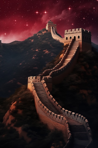 Rendering 3D della Grande Muraglia Cinese