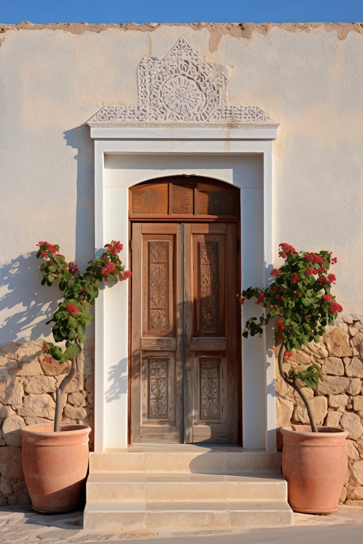 Foto gratuito rendering 3d della porta mediterranea