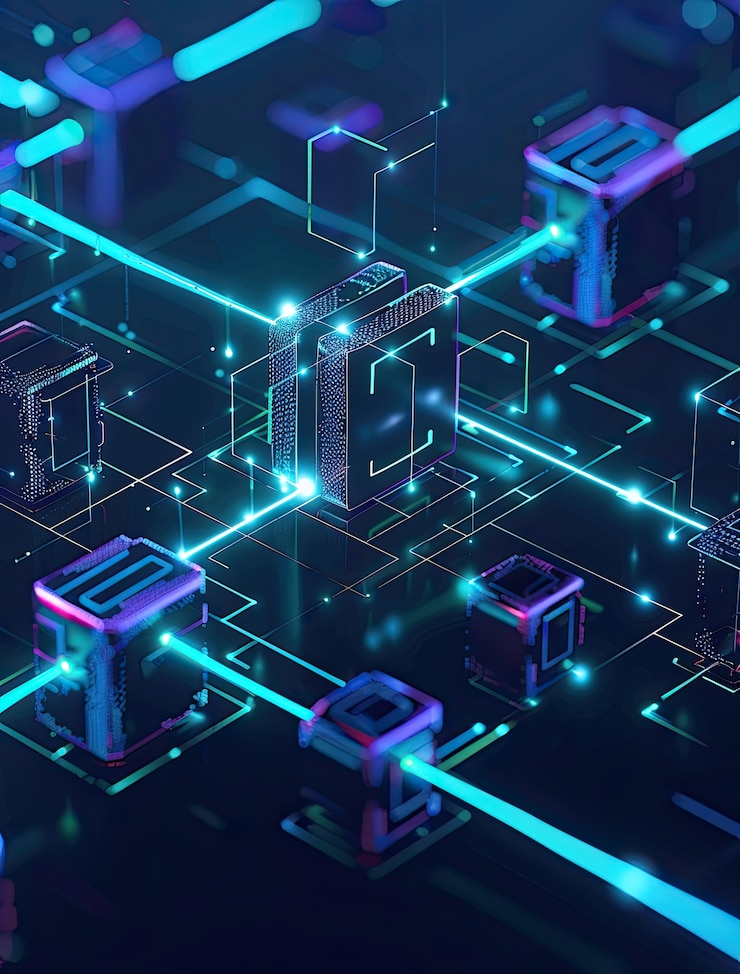 Foto gratuito rendering 3d della tecnologia blockchain