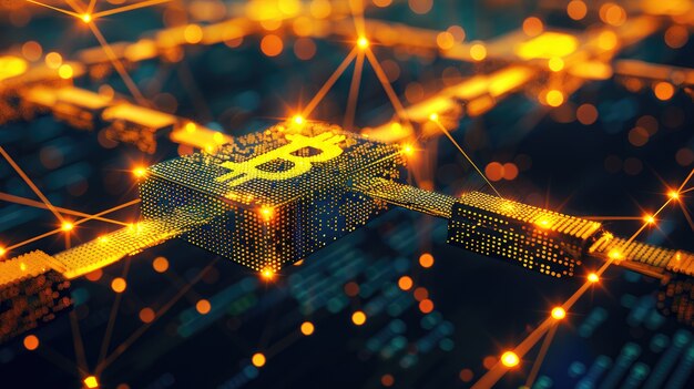 Rendering 3D della tecnologia blockchain