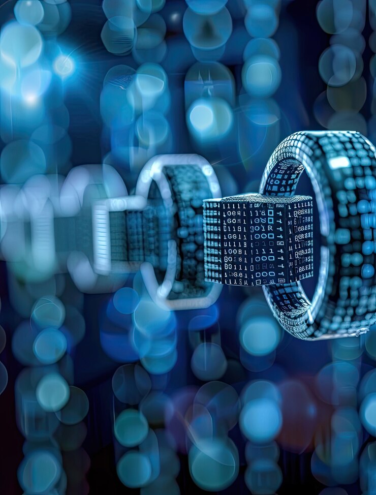 Foto gratuito rendering 3d della tecnologia blockchain