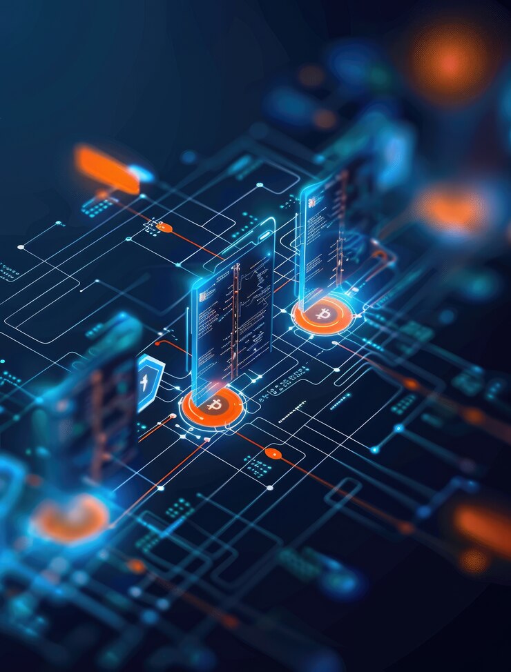 Foto gratuito rendering 3d della tecnologia blockchain