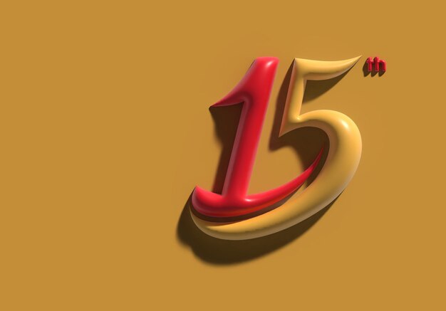 Rendering 3d di celebrazione del 15° anniversario.