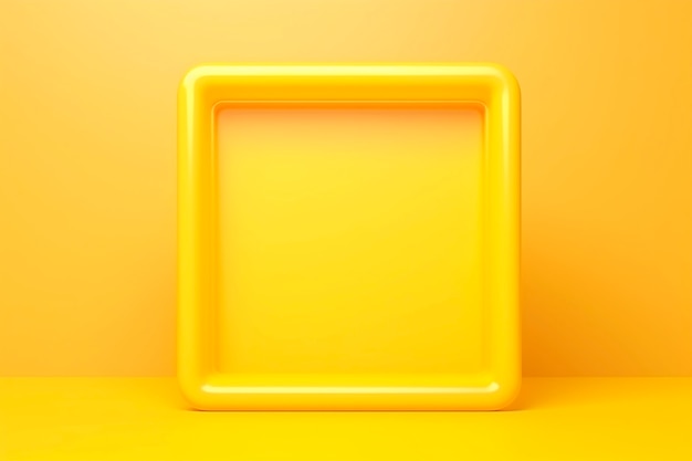 Rendering 3D di forma quadrata su sfondo giallo