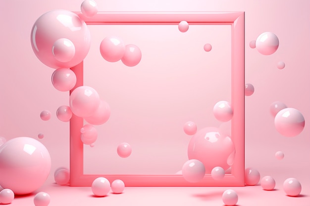 Rendering 3D di forma quadrata su sfondo rosa
