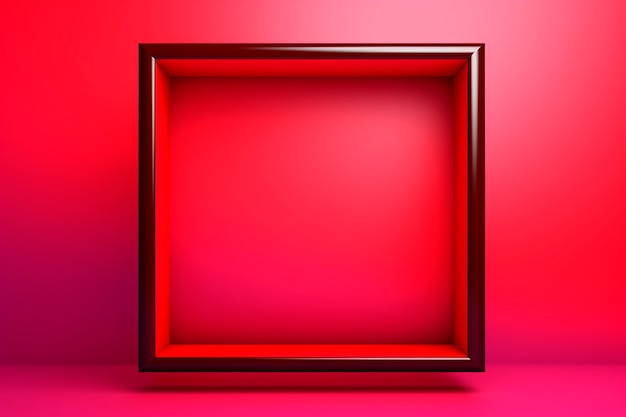 Rendering 3D di forma quadrata su sfondo rosso