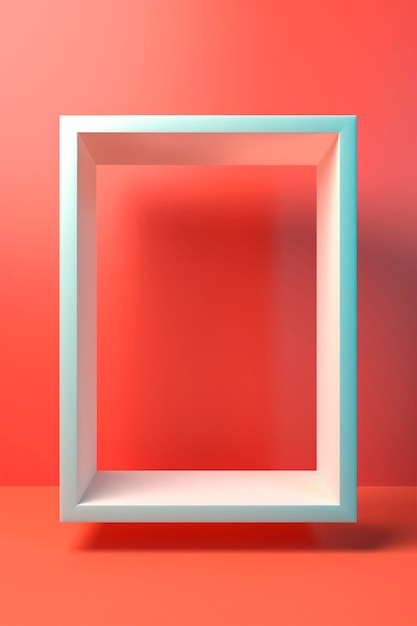 Rendering 3D di forma quadrata su sfondo rosso