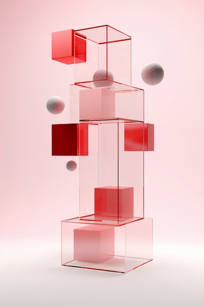 Rendering 3D di forme geometriche galleggianti