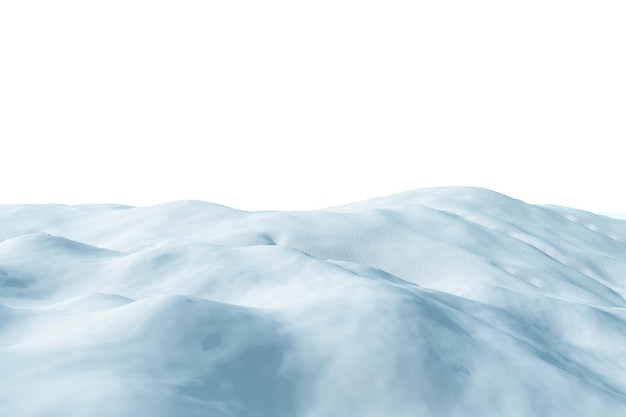 Rendering 3D di neve isolata su sfondo bianco