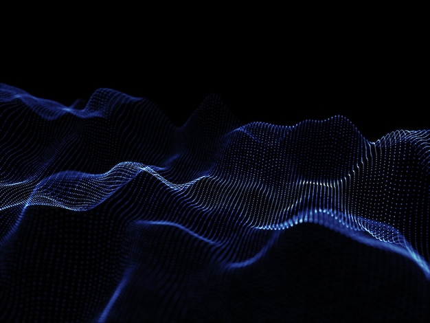 Rendering 3D di particelle fluenti - design techno moderno