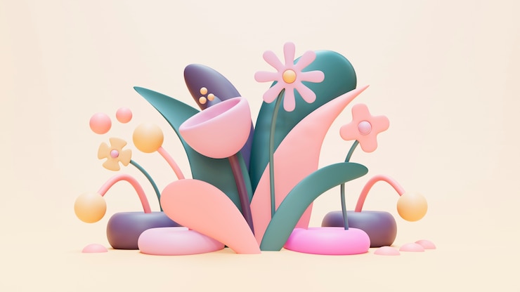 Foto gratuito rendering 3d di sfondo primaverile