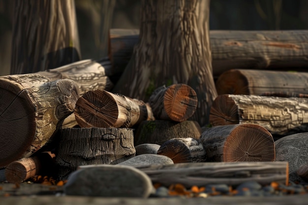 Rendering 3D di tronchi di legno