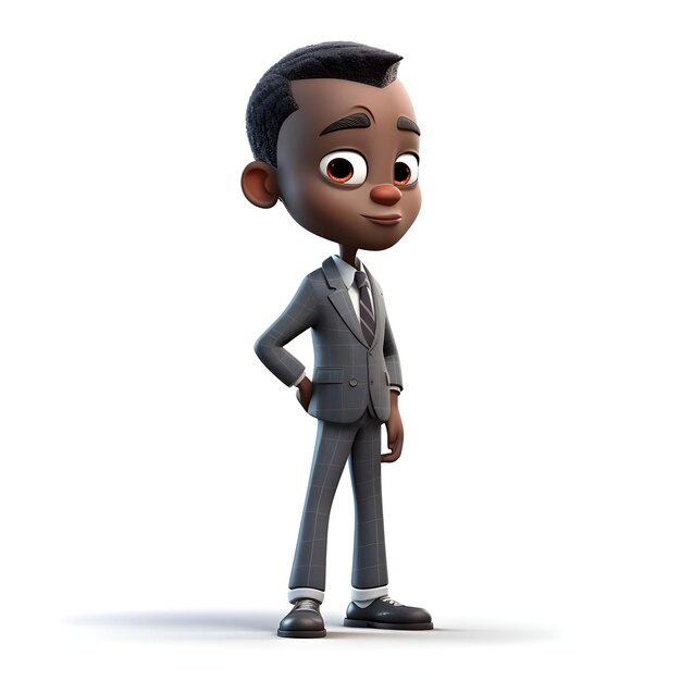 Rendering 3D di un uomo d'affari africano con espressione di pensiero