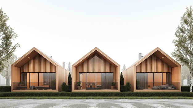 Rendering 3D di una casa in legno