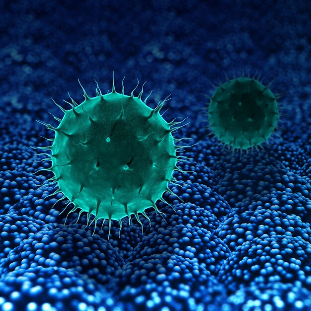 Rendering 3D di una cella di virus astratta sfondo medico
