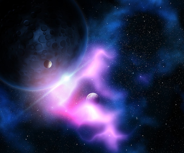 Rendering 3D di una scena astratta fantasia fittizia