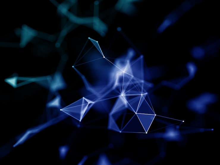 Foto gratuito rendering 3d di uno sfondo moderno con un design basso poli plesso