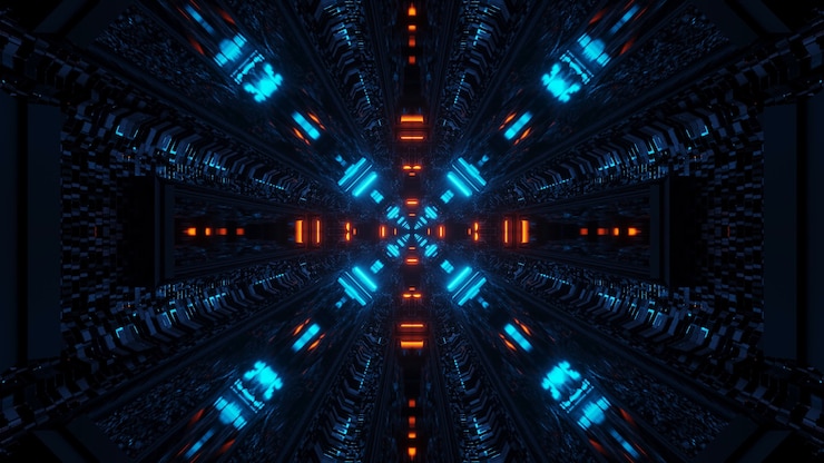 Foto gratuito rendering 3d futuristico sci-fi techno luci-uno sfondo cool