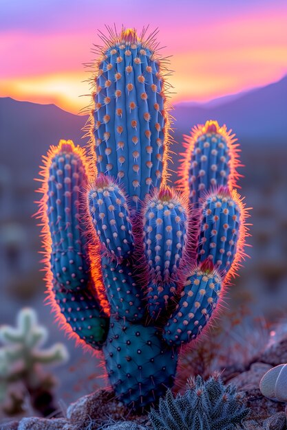 Rendering 3D sognante di un cactus magico